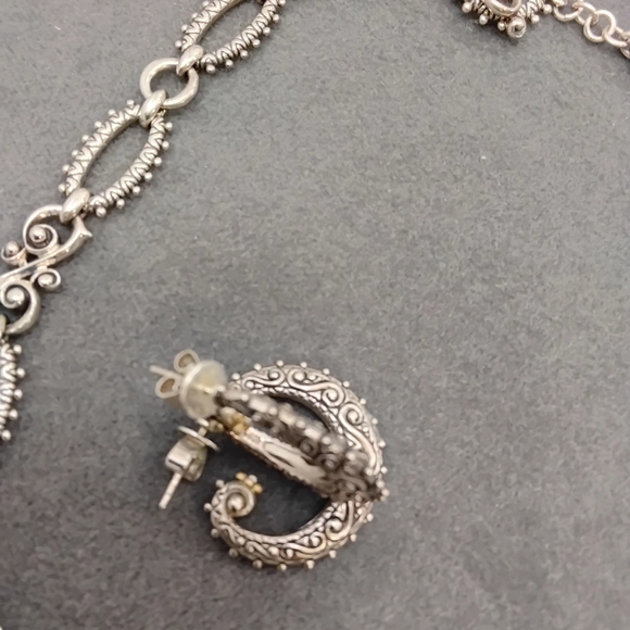 Intricate Silver Necklace and Earring Set - Picture 3 of 3